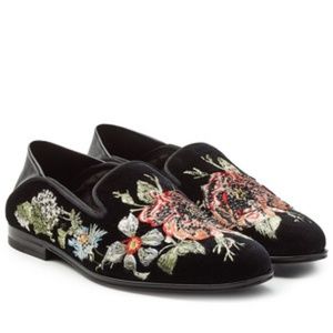 Alexander McQueen Embroidered Velvet Loafers